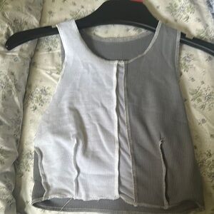 Two-Tone worn effect- Gray and White Crop Top
